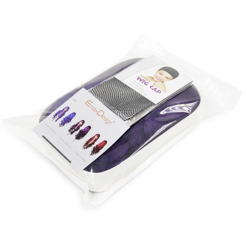 EmaxDesign Wigs 32 inch Wavy Curly Cosplay Wig With Wig Cap and Comb (Dark Purple) - Image 3